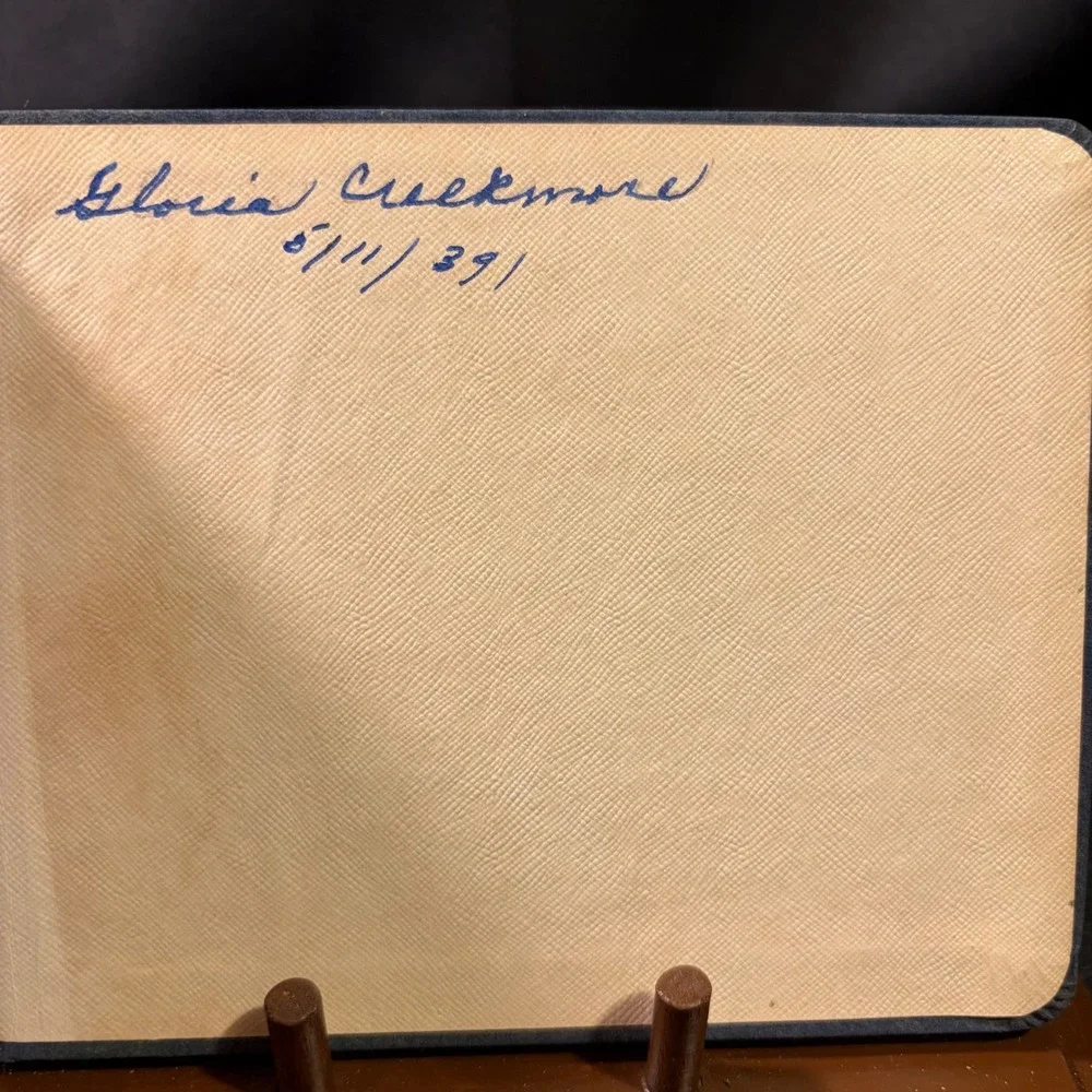 Vintage School Day Memories Autograph Book Blue Suede Central Grammar Ephemera